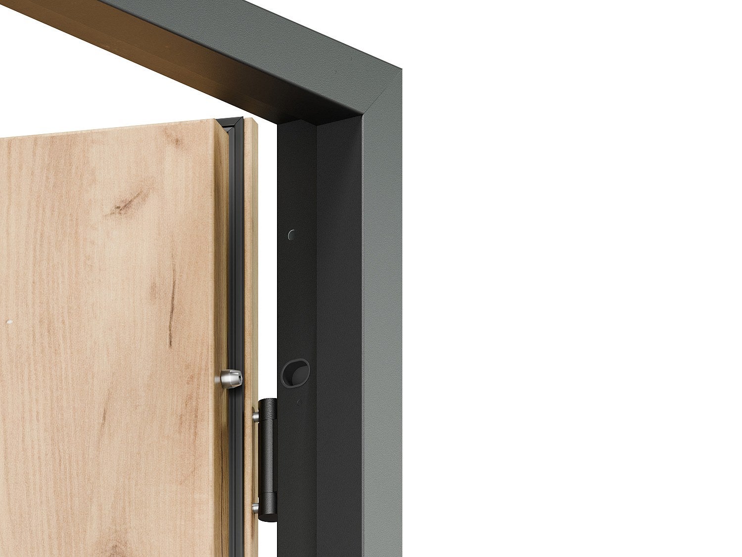 Porta d'ingresso in acciaio massiccio e inox H207 x L100 cm effetto rovere - apertura a destra - LUSADA - 7