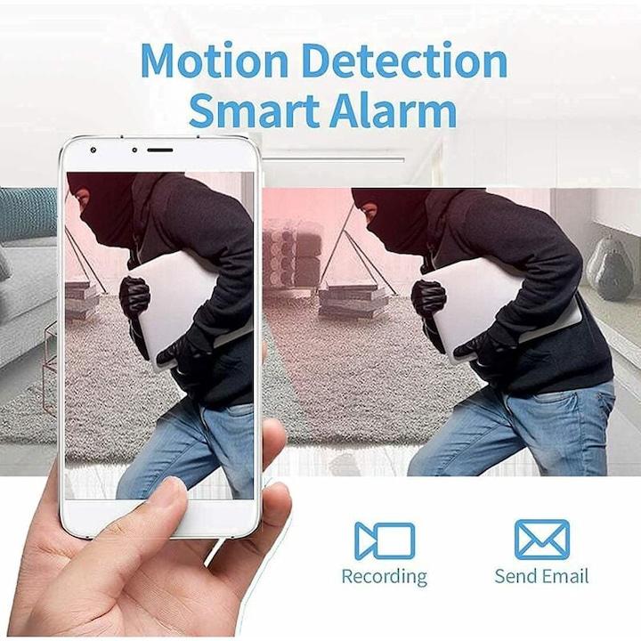 Mini caméra de surveillance sans fil HD 4K, détection de mouvement, vision nocturne, kit complet, noire - 3