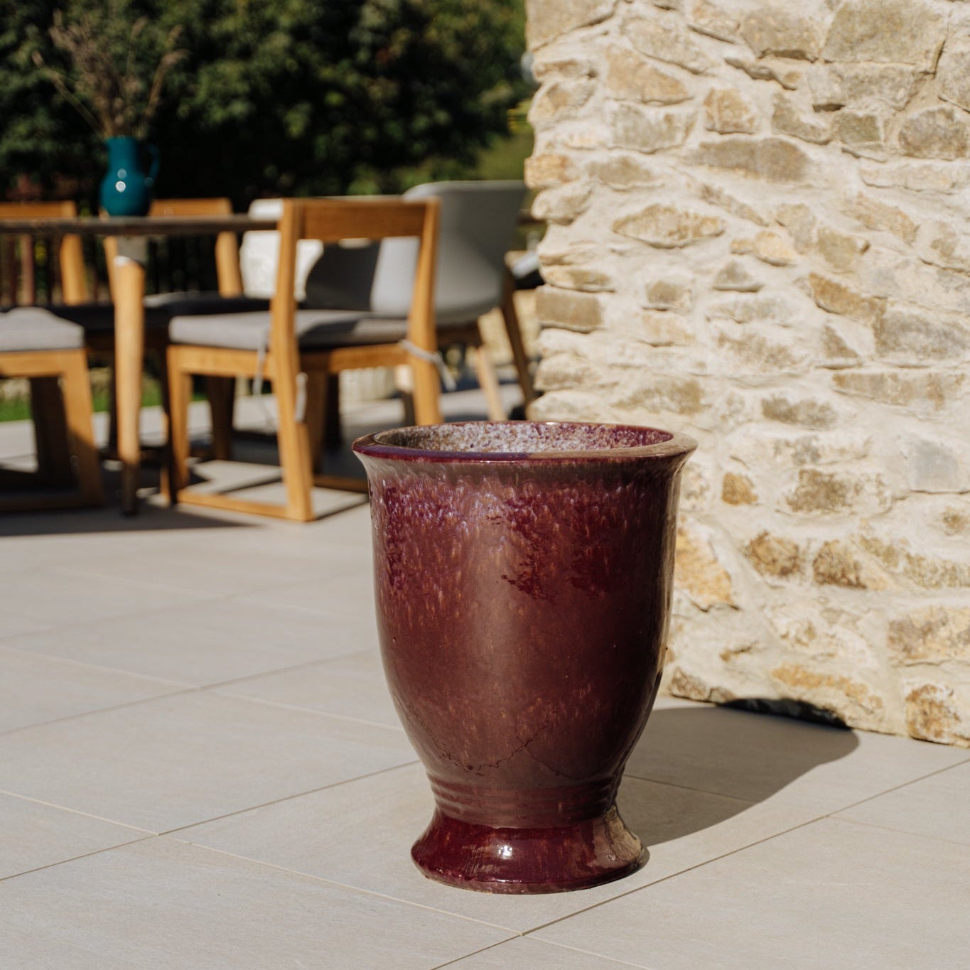 Provencelia Arthur 55x69cm, pot grande taille d'extérieur fait main en terre cuite émaillée, résistant au gel, violet clair - 7
