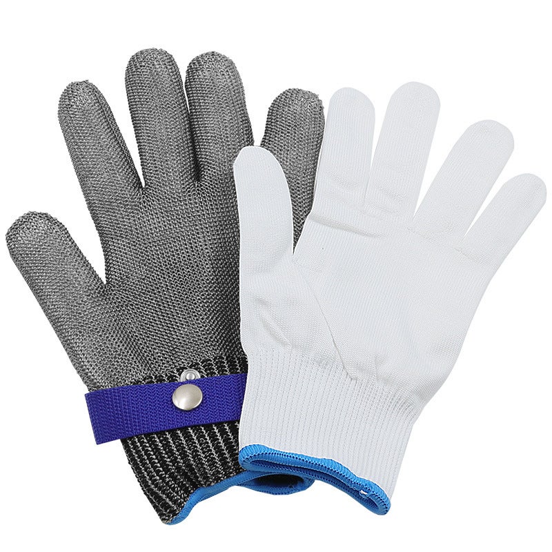 Gants résistants aux coupures, gants de sécurité en acier inoxydable, protection de niveau 5 (XL*1） - 5