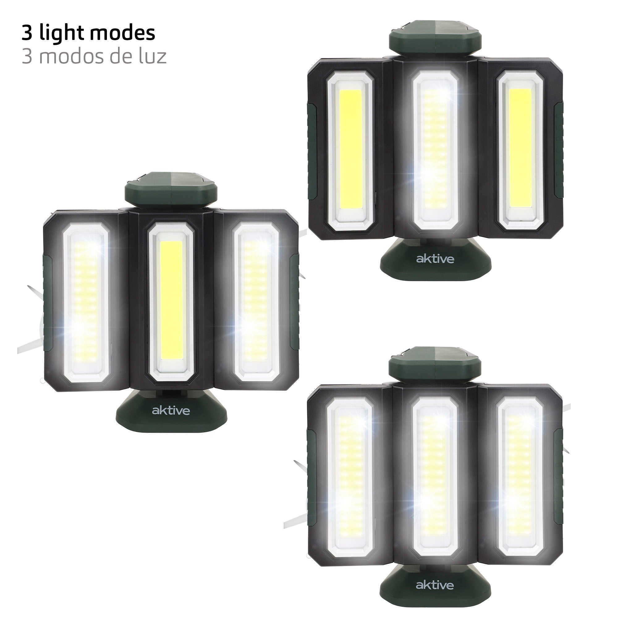 Aktive Projetor triplo LED para exterior 3 em 1 USB e powerbank 1500 lúmens - 2
