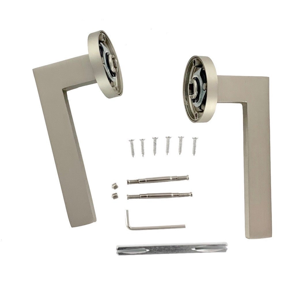Poignée de Porte Lugh Nickel Mat avec Rosette Ronde - Quincaillerie pour Portes Intérieures - 5
