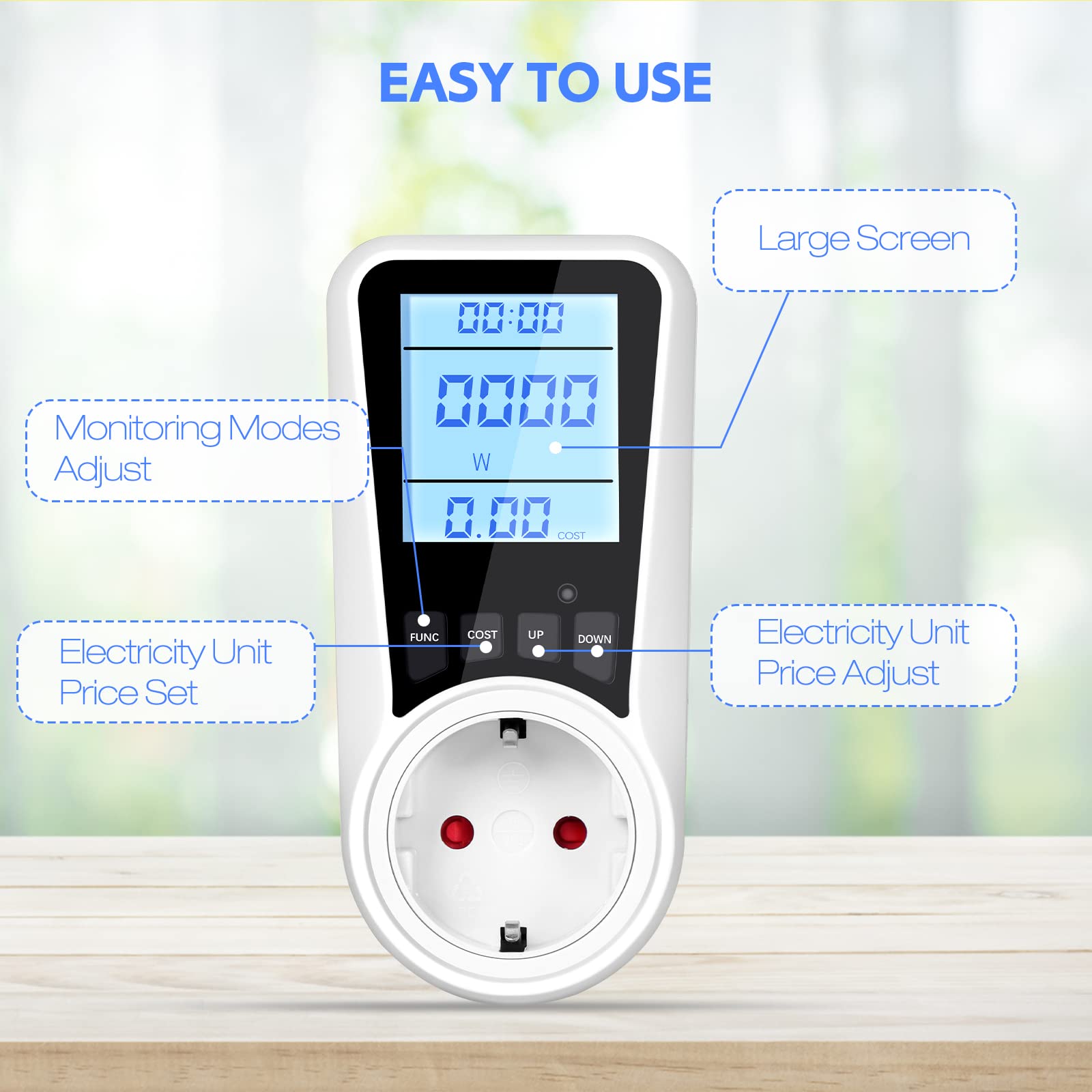 Wattmètre Prise Compteur d'Énergie,Consommation avec 7 Modes Surveillance,Prise Consommation Electrique pour Écran LCD Rétroéclairé - 6