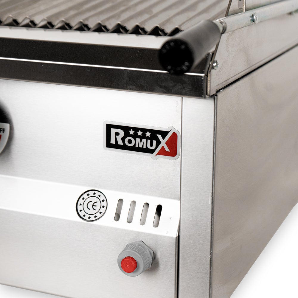Romux® Barbecue Industriale a Gas con Pietra Lavica 100 cm da Banco con Alta Potenza Termica 34.500 W e Griglia Regolabile su 3 Altezze | Butano - 3