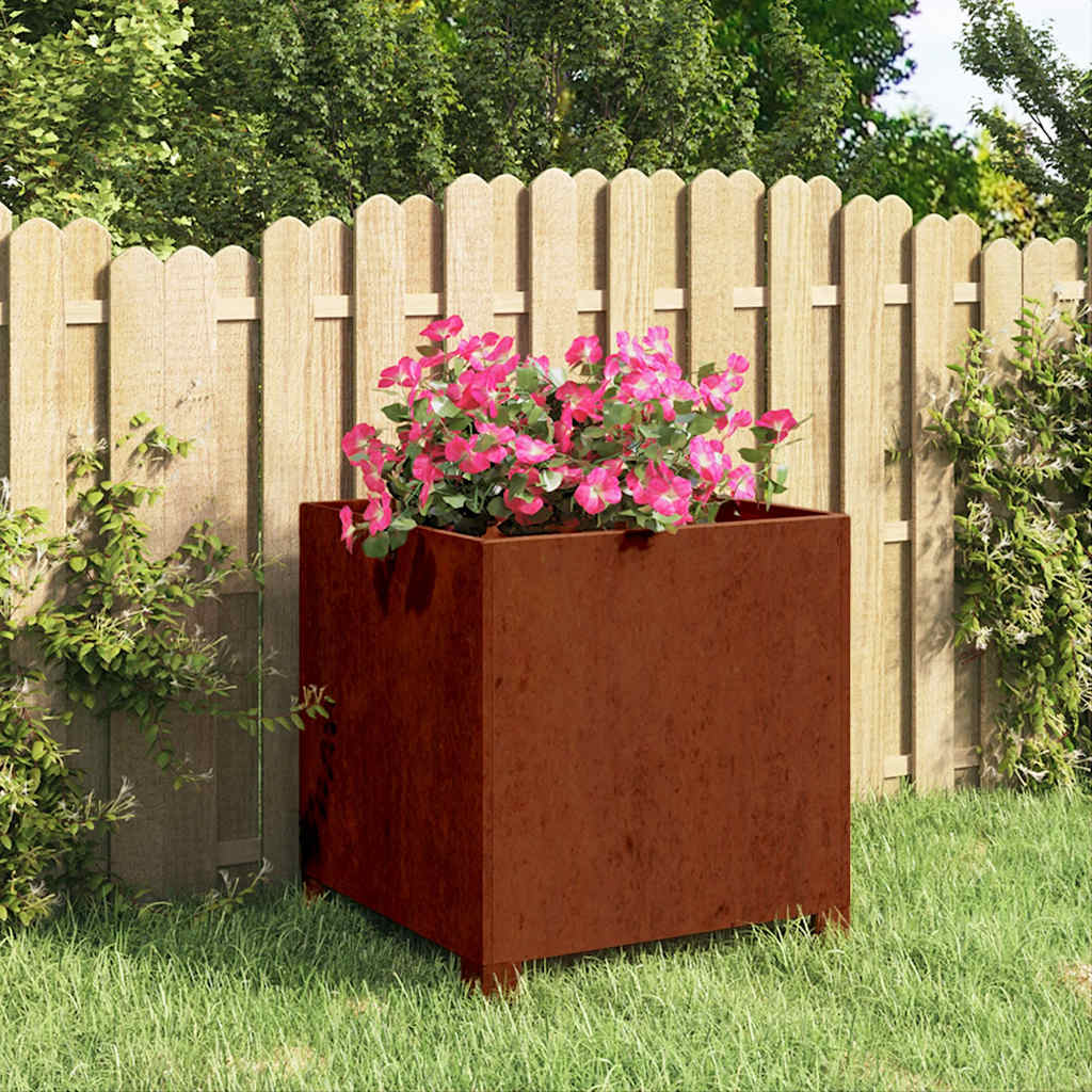 775599 Jardinera con patas, acabado oxidado, 40x40x40 cm, acero Corten | Leroy ...