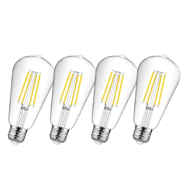 Bombilla LED vintage E27 ST64 de 12 W, luz blanca fría de 6500 K, equivalente a 100 W, 1521 lm, paquete de 4 - Bombilla retro Edison antigua