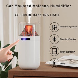 Mini Humidificateur D'Air Bouteille Diamant 21cm - Silencieux + Veilleuse - Blanc