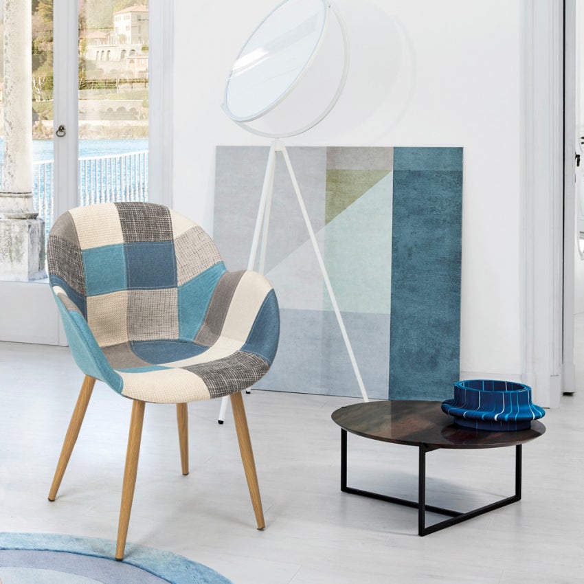 Sedia poltrona design patchwork nordico salotto cucina studio