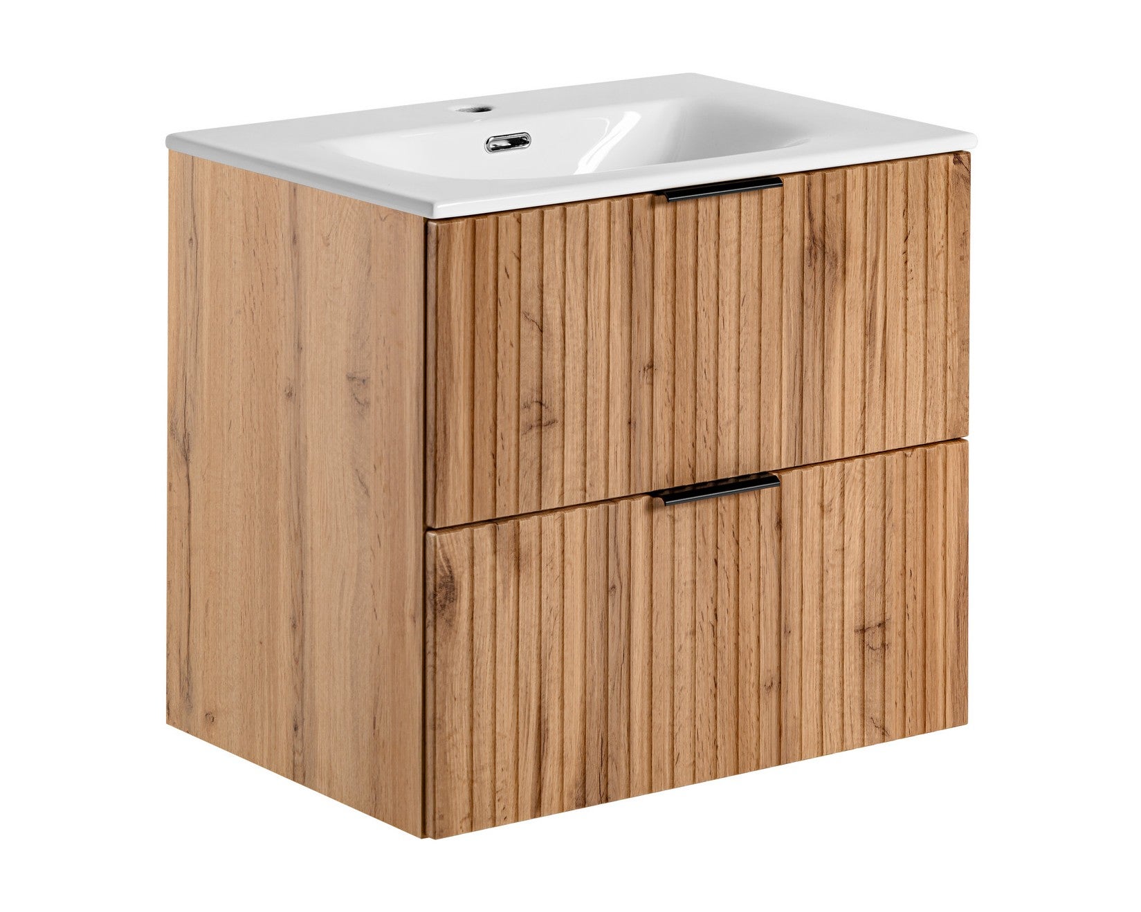 Zestaw Szafka łazienkowa 60 cm dąb z umywalką i syfonem Comad Adel Oak