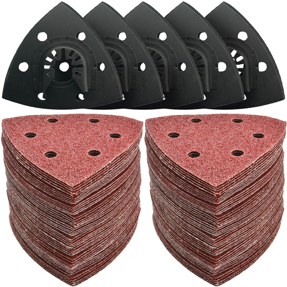 Lot De 4 Plaques Abrasives Fines Multitool 93mm - Plateau Triangle Pour Ponçage Bois, Métal, Plâtre Et Plastique