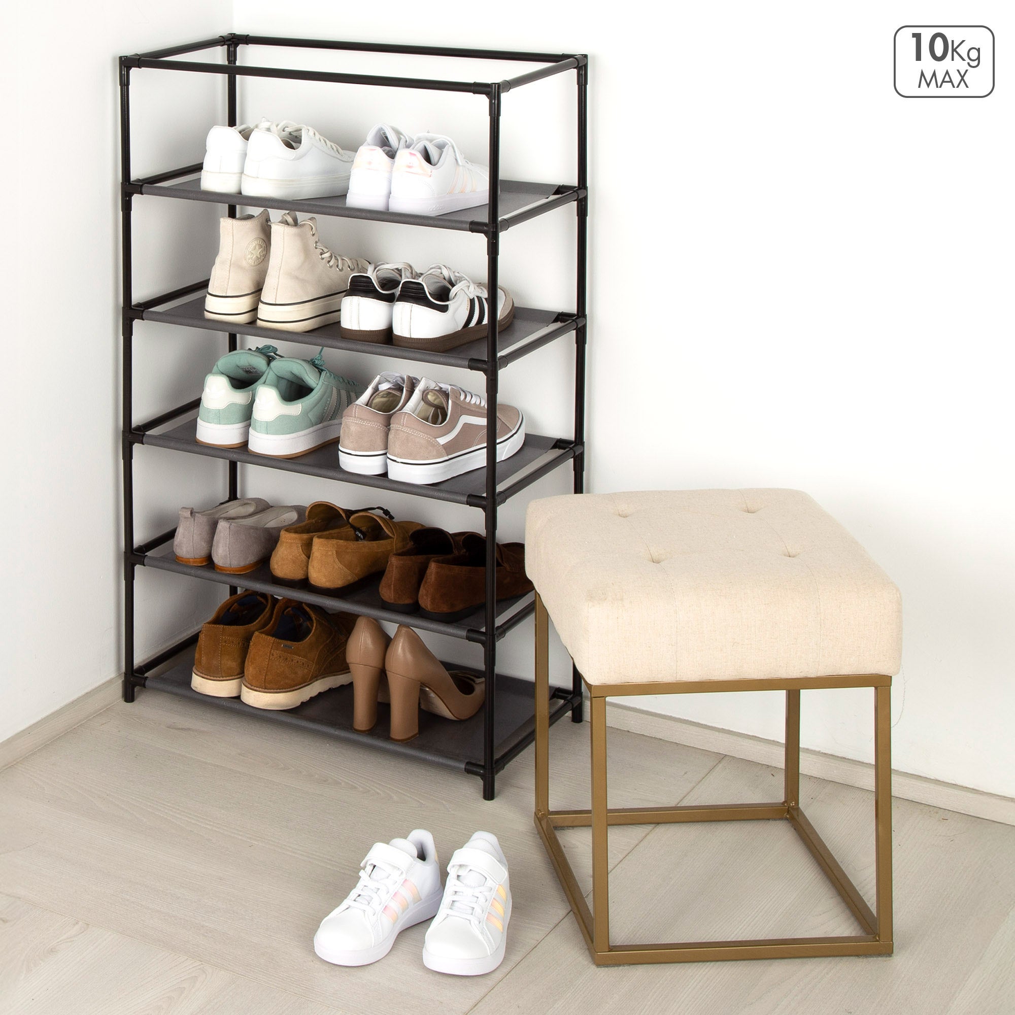 Sapateira de tecido Max Home com 5 prateleiras, 60x30x90 cm, com bolsos laterais - 2