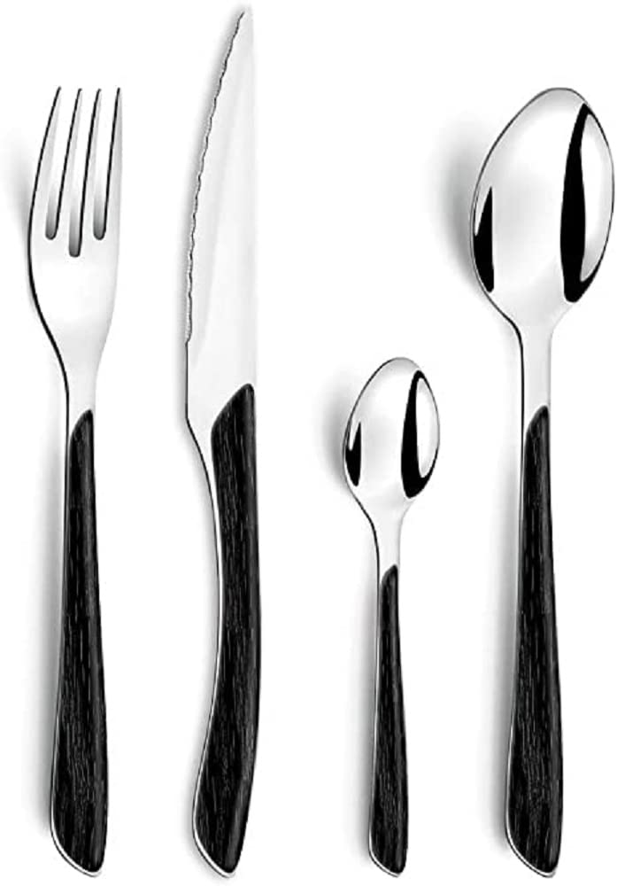 Set Posate Amefa Eclat Nature 24 Pezzi - Acciaio Inox, Manico Effetto Legno Scuro - Foto 3