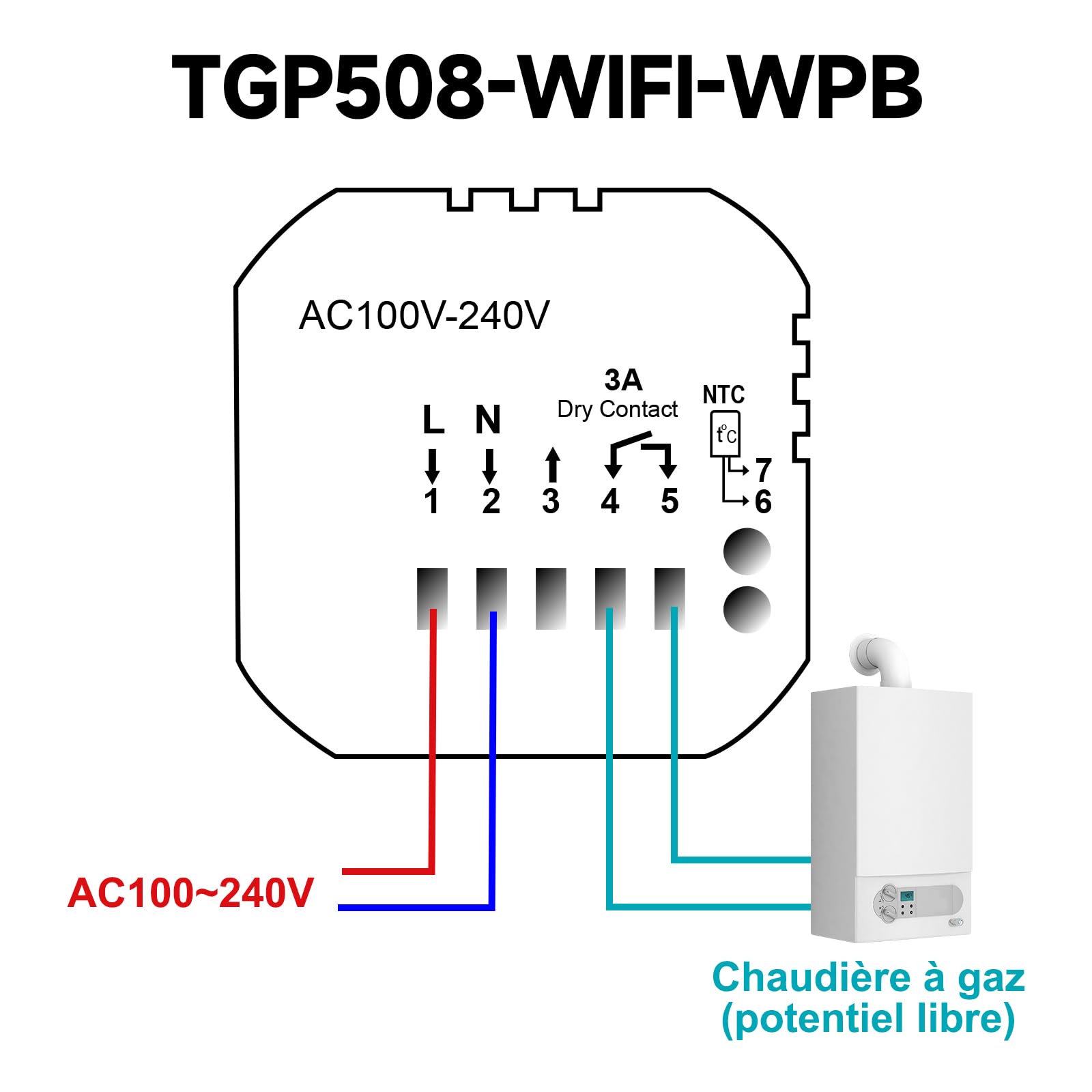 Termostato WiFi Tuya Intelligente Con Display LCD, Programma 7 Giorni, Controllo Vocale Per Caldaia 3A, Compatibile Con Alexa E Google Assistant