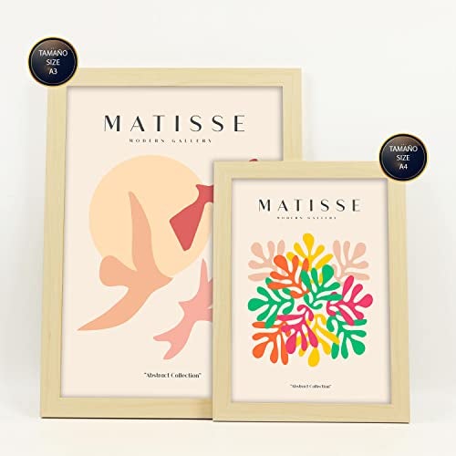 Nacnic Lot De 6 Affiches Henri Matisse Liberté Estampes Du Fauvisme Et De L'art Abstrait Pour L'architecture Et La Décoration A3 & A4 Cadres En Bois - 2