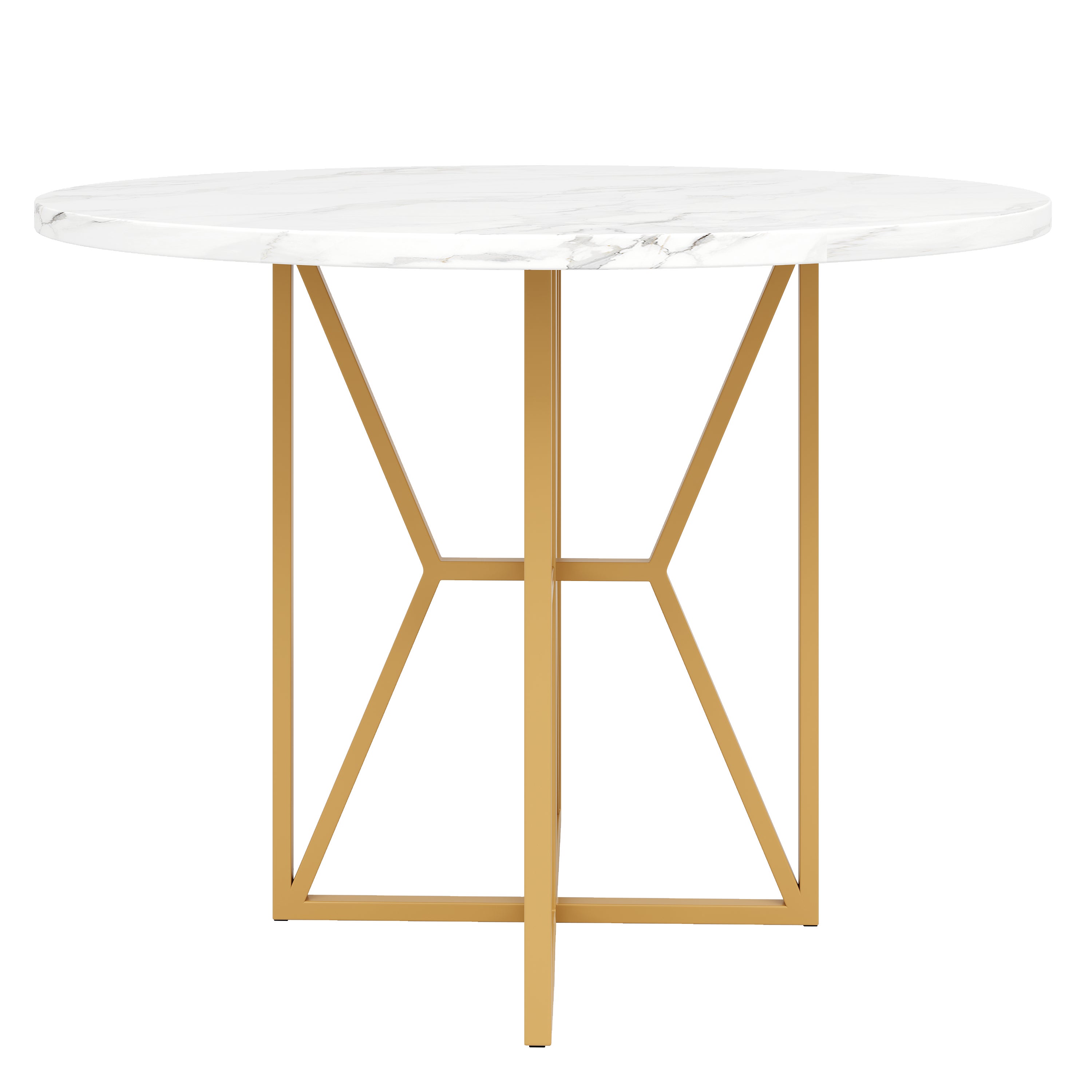 GOLDFAN Tavolo da pranzo rotondo moderno in legno con gambe in metallo per soggiorno sala da pranzo ufficio
