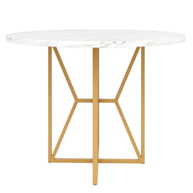 GOLDFAN Tavolo da pranzo rotondo moderno in legno con gambe in metallo per soggiorno sala da pranzo ufficio GOLDFAN Tavolo da pranzo rotondo moderno in legno con gambe in metallo per soggiorno sala da pranzo ufficio