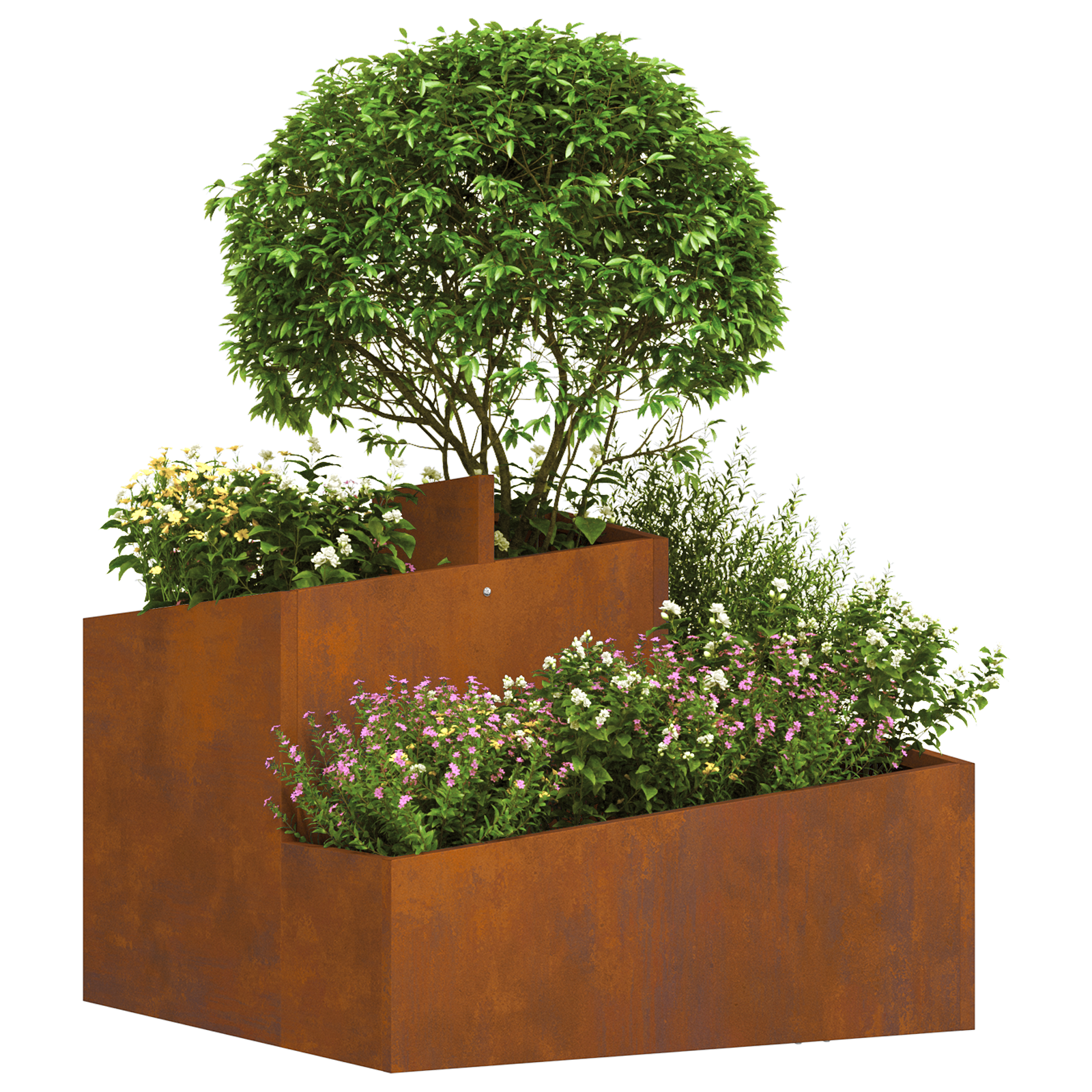 Pots & Jardinière，Pot de Fleurs Acier Corten Moyen Durable Pot en métal CFW76741 - 3