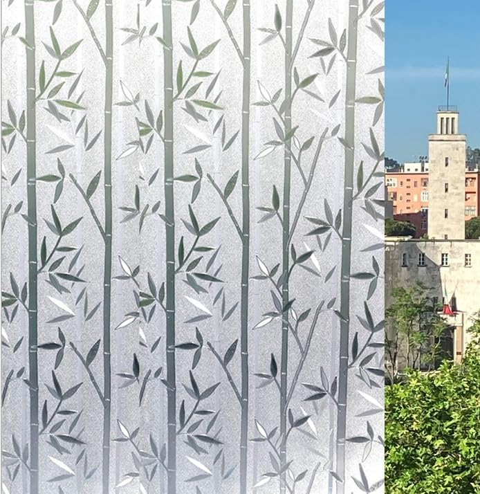Folia dekoracyjna na szybę (Bamboo, 60 x 200 CM) Liczne duże rozmiary Intymność Samoprzylepna bez kleju Anty-UV bez pozostałości Łatwa aplikacja Okno