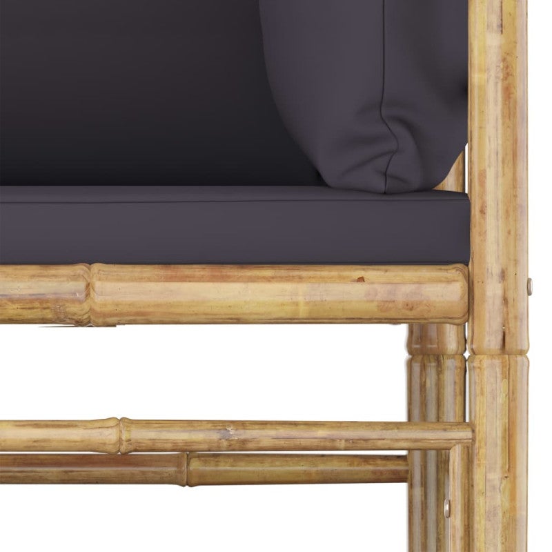 Canapé d angle de jardin avec coussins gris foncé Bambou - 5