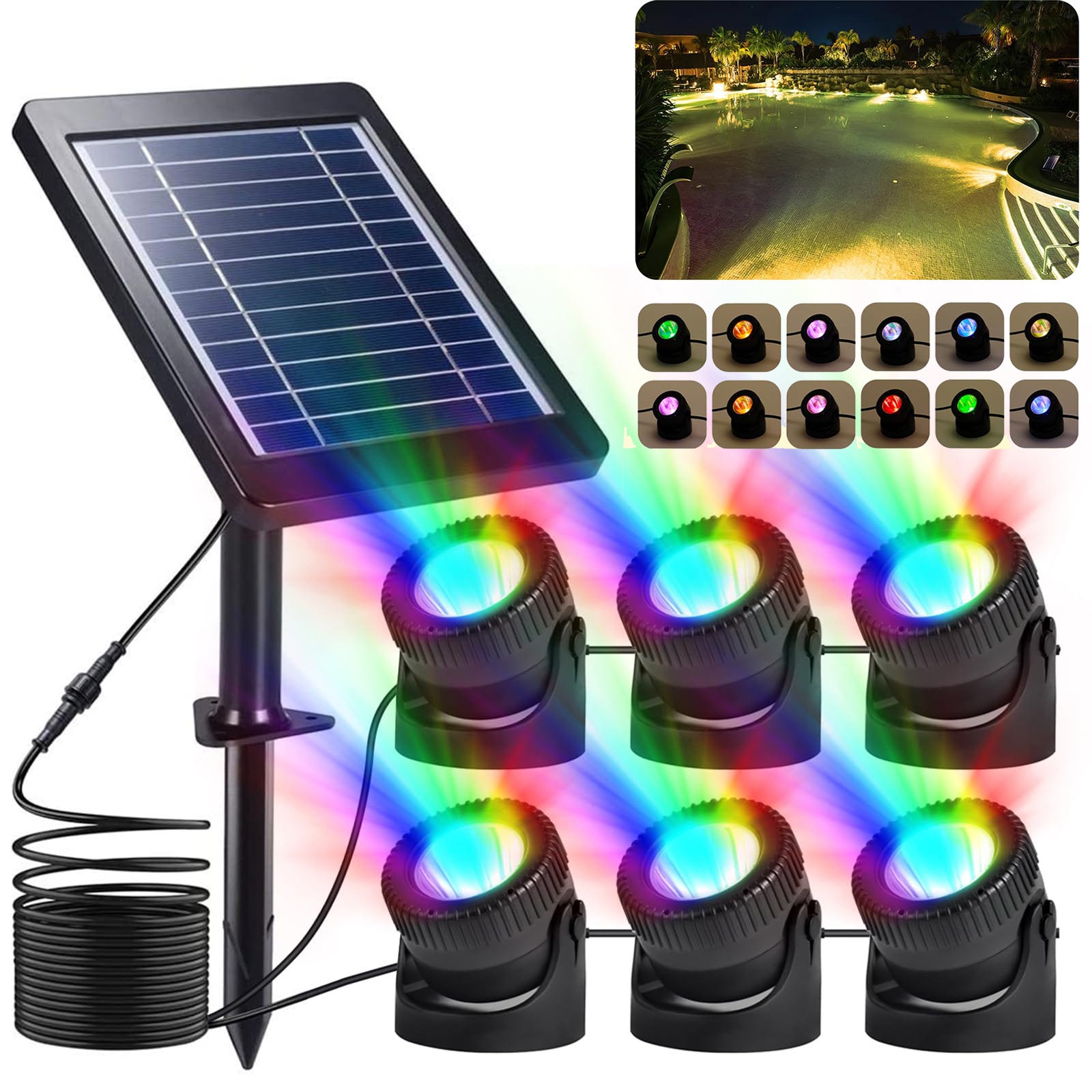 Luci Sommergibili Piscina NATPOW RGB - Bluetooth, IP68, 7.5m Cavo, 6 In 1 Con Telecomando - Foto 6