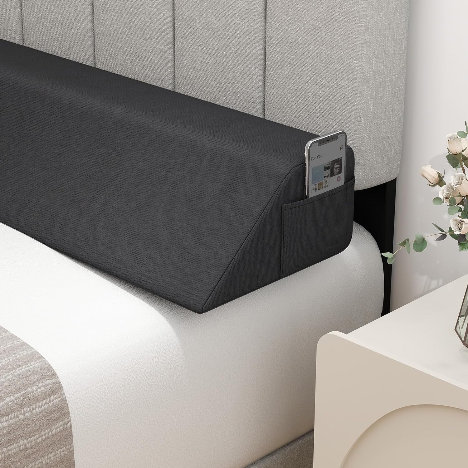 Talcusble Cuscino a cuneo per letto king size (193 x 25,4 x 15,2 cm), riempitivo per materasso a cuneo, cuscino per testiera colma lo spazio tra testiera e materasso (0-17,8 cm