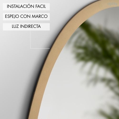 Espejo de Baño Redondo con Luz LED - Luz Blanca Fría (5700K) - Diámetro 60cm | Modelo Sidney (Dorado) - 2