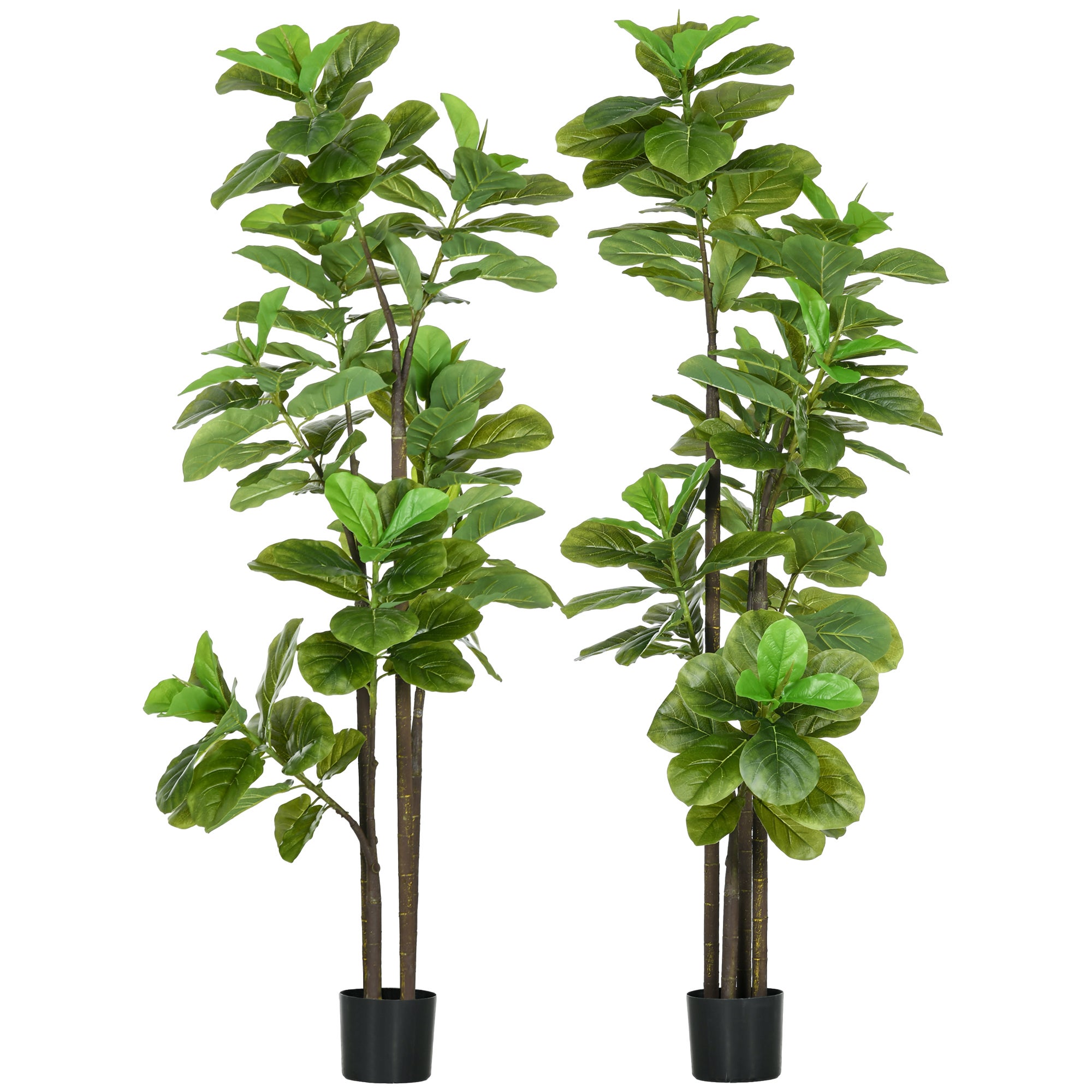 Lot de 2 plantes artificielles Figuier à feuilles de violon Ficus Lyrata hauteur 180cm avec Pot - 2