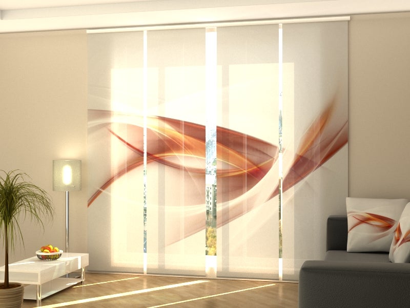 Set de 4 paneles japoneses wellmira momento 2 60x225 cm. cortinas verticales, puertas de patio, ventanas o separadores de espacio