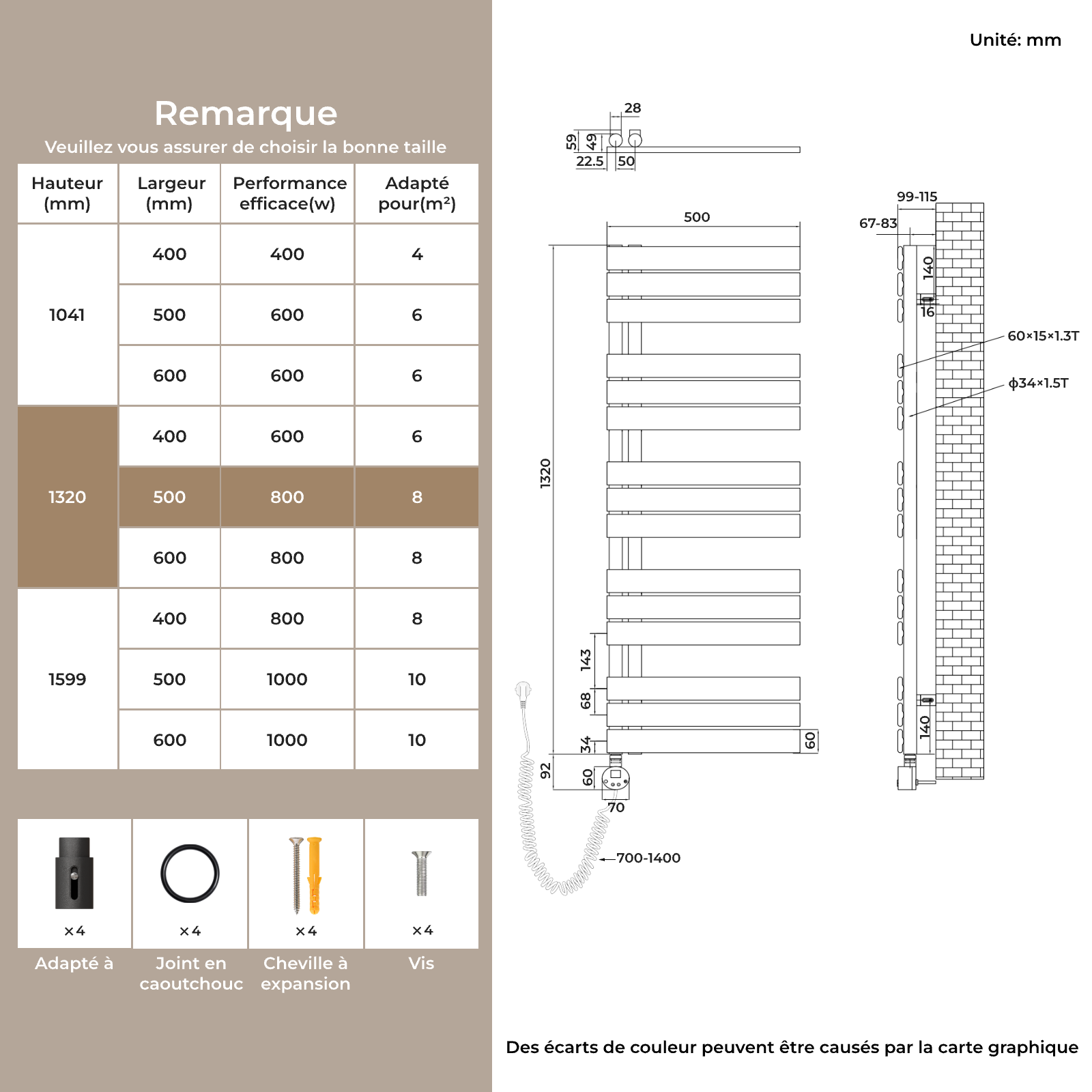 S'AFIELINA Scaldasalviette Elettrico Smart WiFi con Termostato Digitale, Programmabile via App, Asta Riscaldante, antracite, 132x50 cm 800Watt - 9