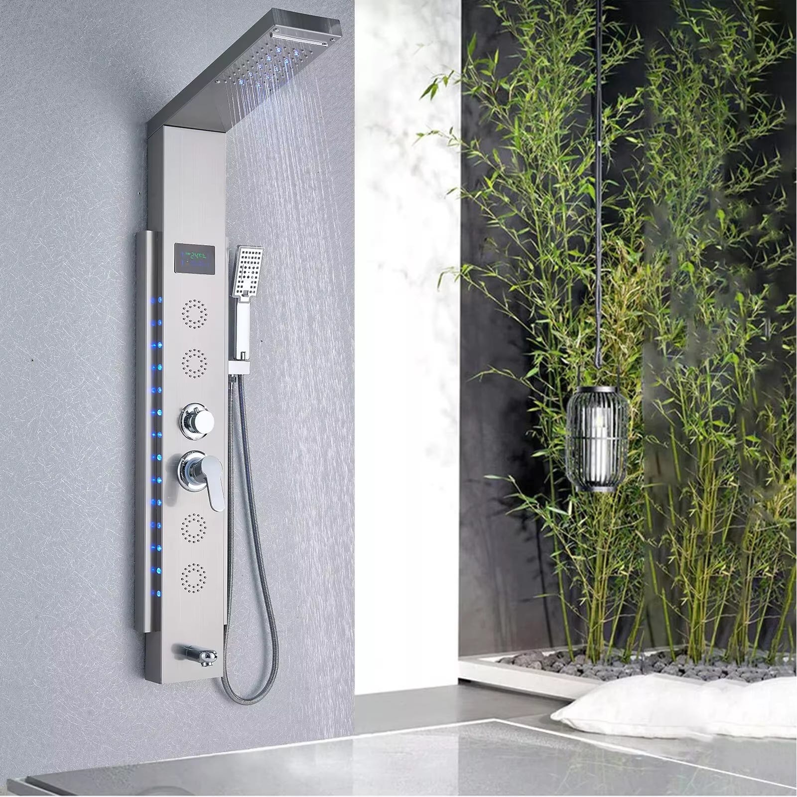 Colonna doccia con display digitale - Pannello LED a pioggia, controllo ...
