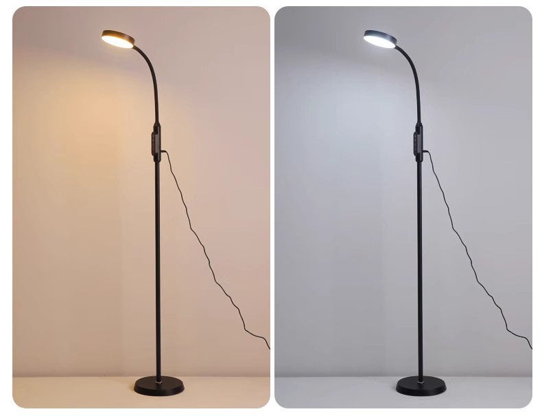 Lampadaire à réglage flexible, télécommande tactile, gradation continue, lampe de lecture LED, convient pour le bureau et l'étude (noir) - 9