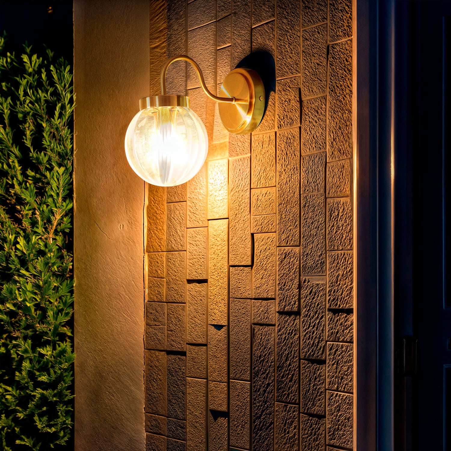 Applique Murale Extérieur Métal et Verre Driyah Doré - 6