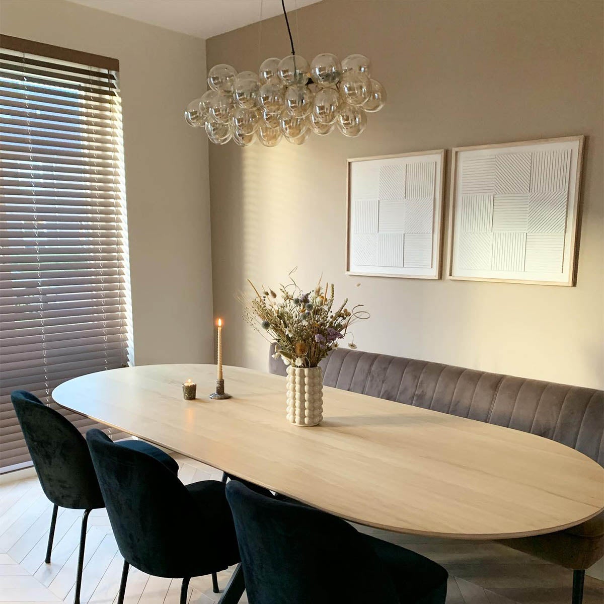 Qazqa design lampe suspendue pour table à manger - Uvas - ambre, max. 28w, g9, à 8 lumières, 80cm, idéal pour la salle à manger - 2