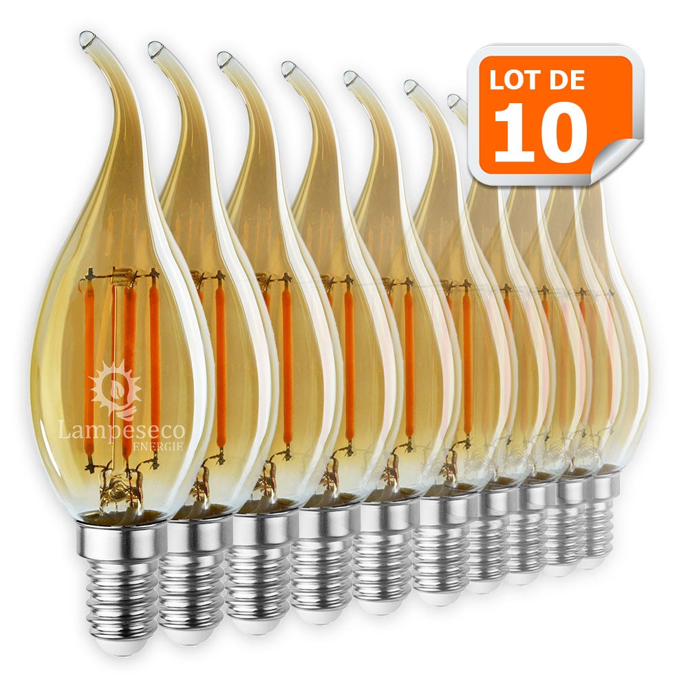 Lot de 10 Ampoules décorative led à filament Doré 4 watt (éq. 42 Watt — free download