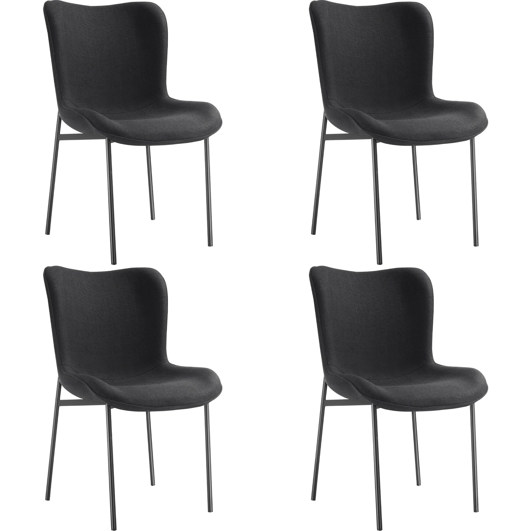 Chaise rembourrée Tessa, forme ergonomique avec dossier haut, pieds en
