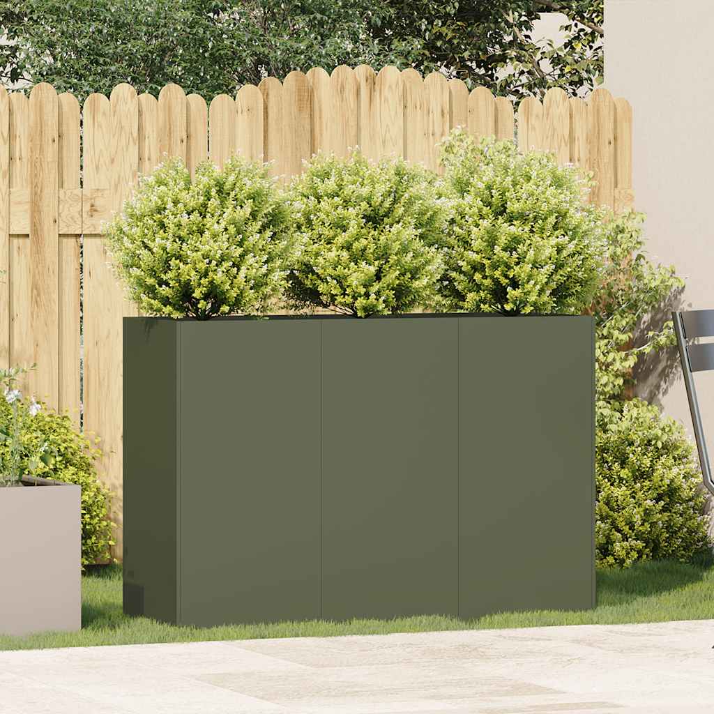 vidaXL Jardinière vert olive 120x40x80 cm acier laminé à froid - 3