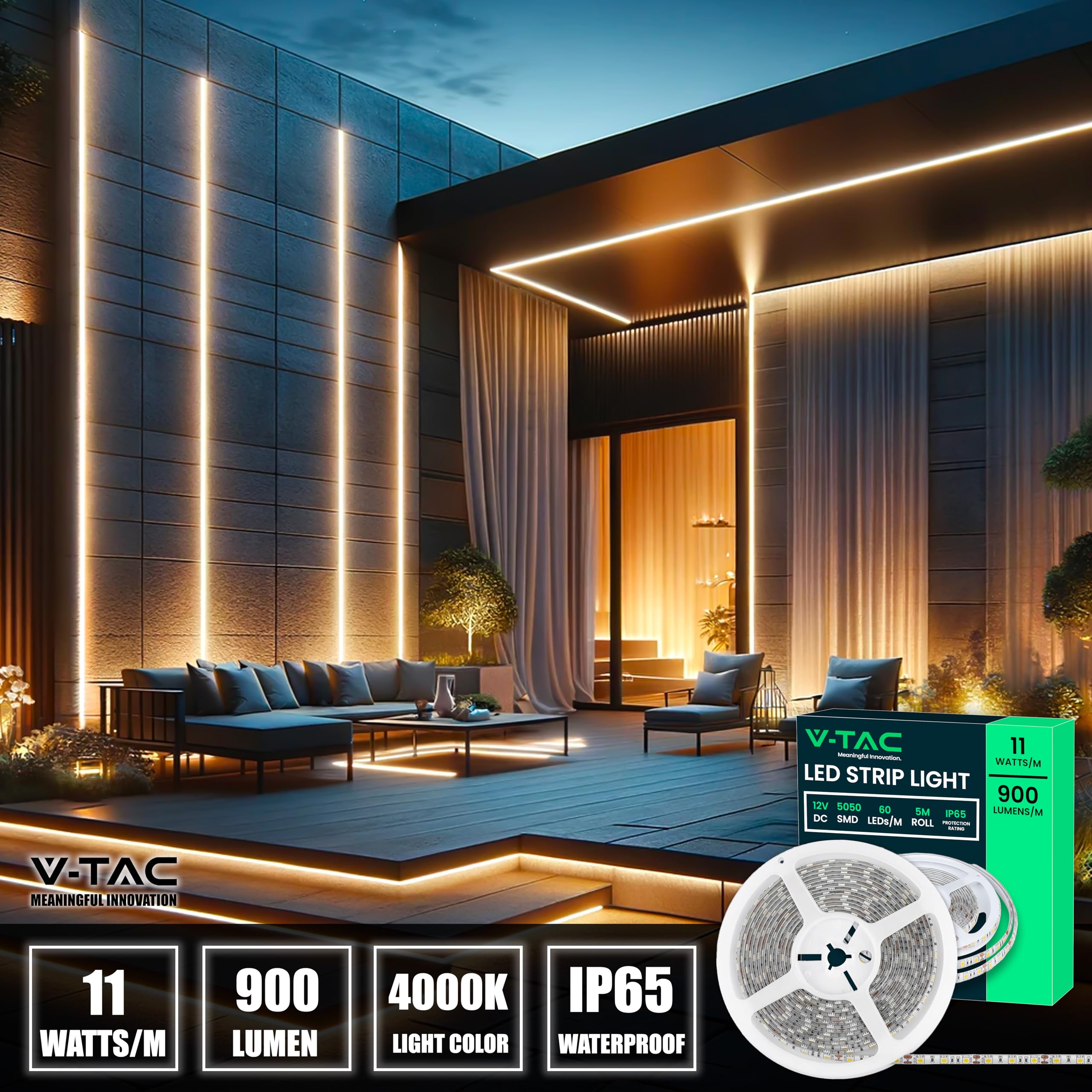 V-TAC Striscia Led Da Esterno IP65 Ipereabile 10W - 5 Etri Di