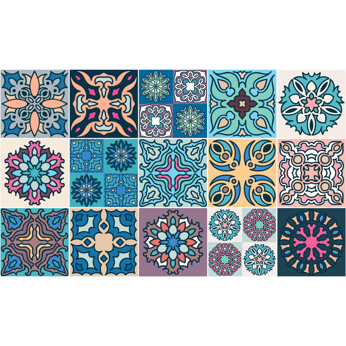 15 adesivi piastrelle di cemento Bornéo - Sticker adesivo - adesivi murali - 15stickers20x20cm - 2