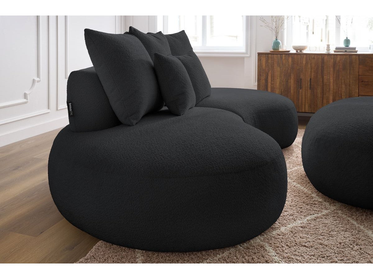 BOBOCHIC Canapé droit fixe 3 places SAINT-GERMAIN tissu bouclette avec pouf Gris foncé - 9