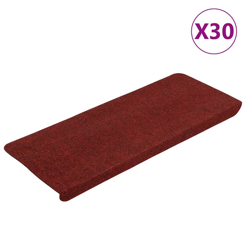 Tapis d'escalier auto-adhésifs rouges 30 pièces 65 x 22,5 x 3,5 cm - 2
