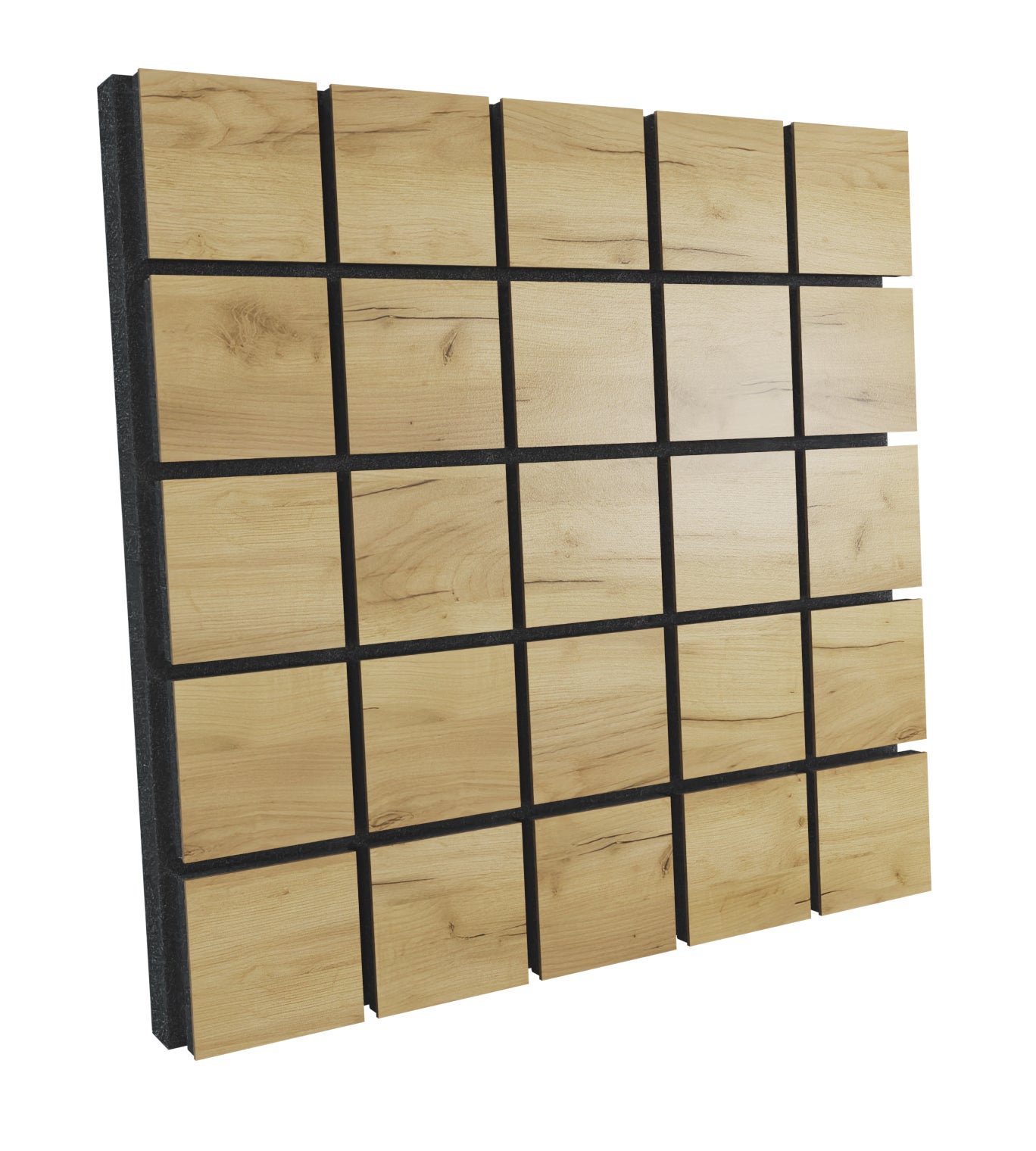 Lot de 4 Panneaux acoustiques insonorisants GRID 50x50x5 cm - 1 m² surf.totale - MDF perforé laminé et mousse acoustique - Chêne - 2