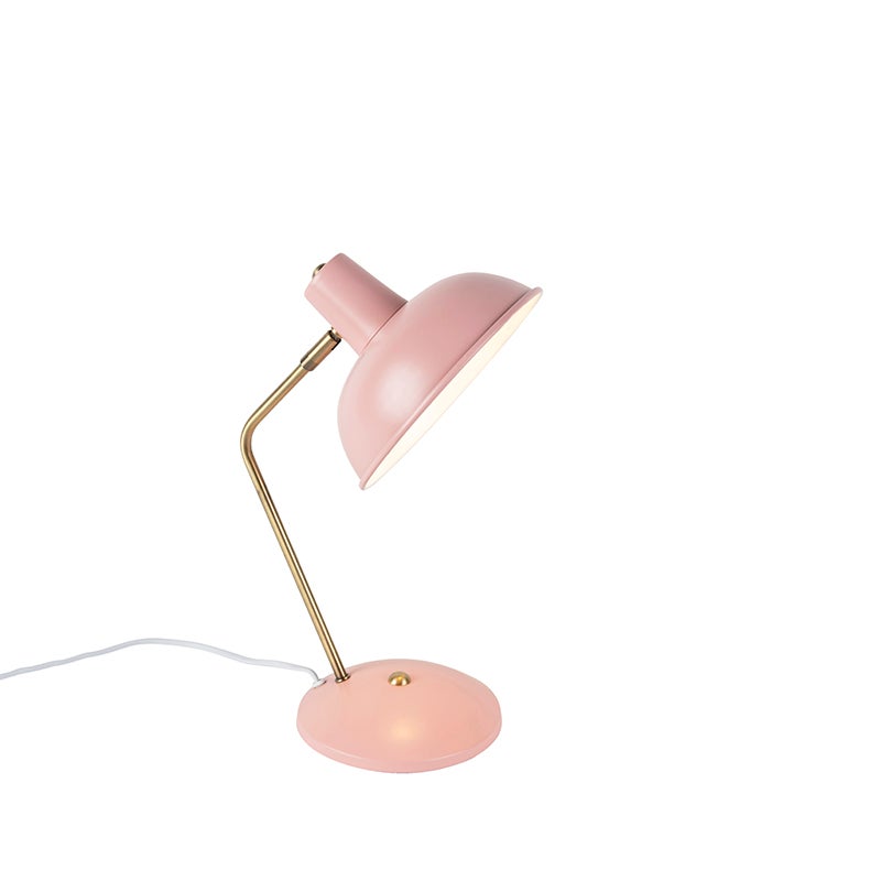 Retro lampa stołowa różowa z brązem - Milou