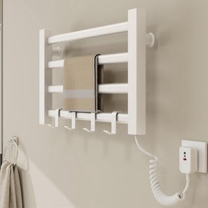 Veefos Porte-serviettes mural pour salle de bain - 30 cm - Blanc