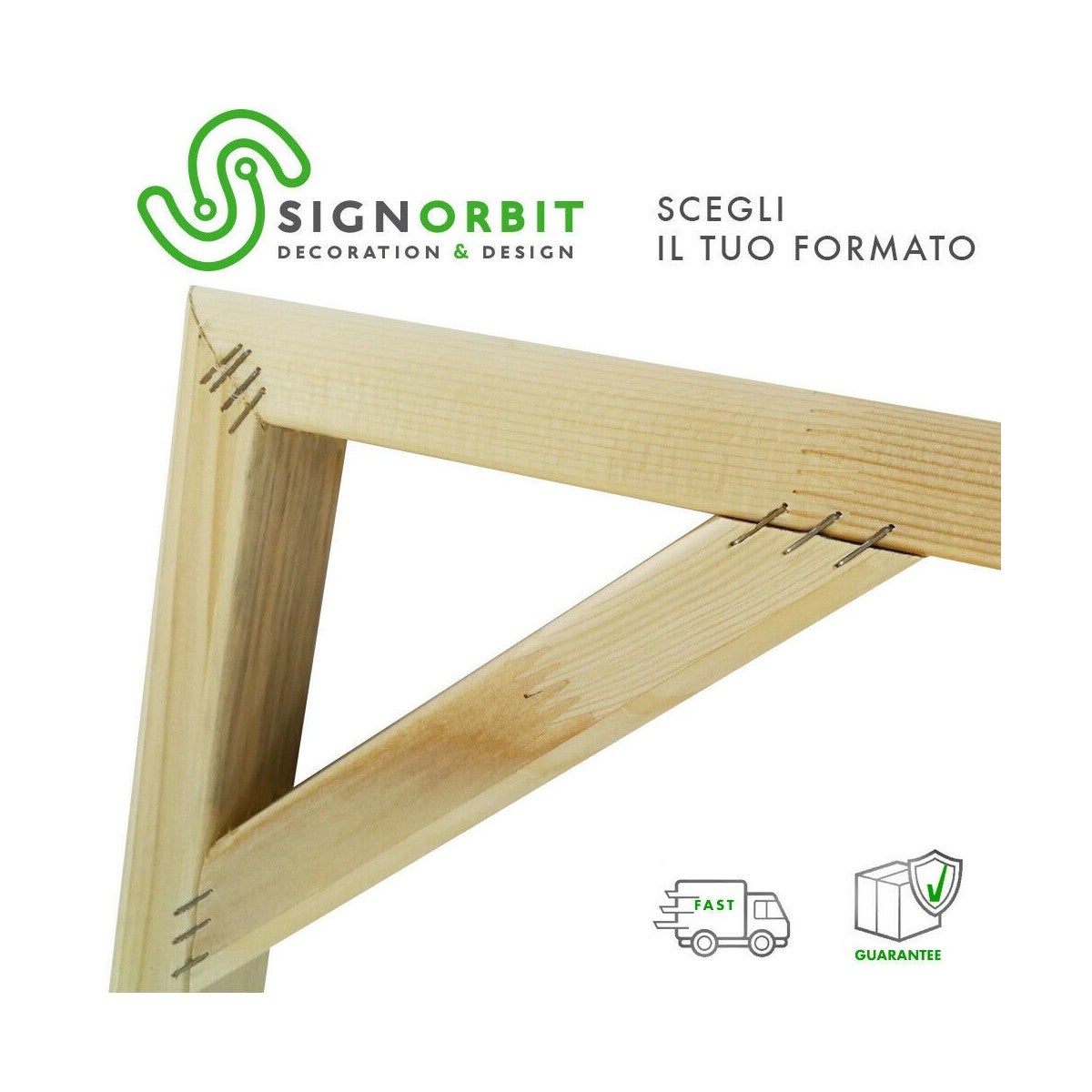 Cadre carré assemblé - format 40 x 40 cm En bois clair lissé et arrondi pour Assemblage Toile - section lattes 43 mm x 27 mm - 4