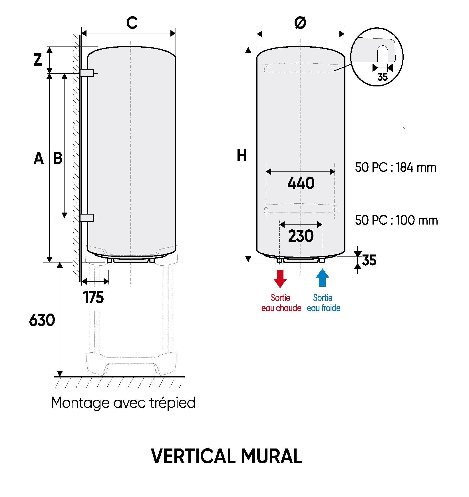 Chauffe-eau électrique Chaufféo Plus vertical mural 150L - ATLANTIC - 053016 - 3
