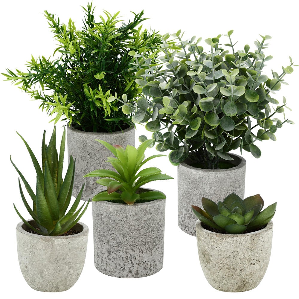 YVONNEYI 3 piante artificiali – decorazione per piante artificiali – Finto eucalipto piante finte per fattoria, ufficio, cucina, bagno, stanza, decorazione greenery