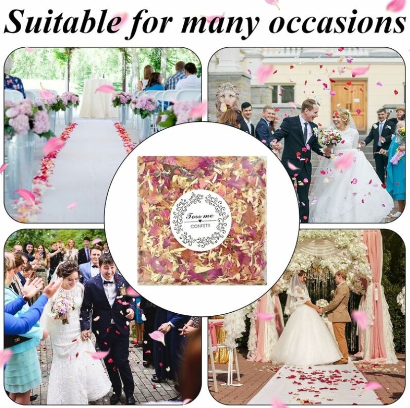 5 paquets de confettis de mariage, fabriqués à partir de roses séchées , pétales de roses pour la décoration de la fête de mariage. - 4