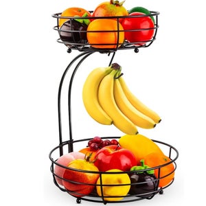 HARLIANGXY Portafrutta Da Tavola In Polipropilene Rosa - Cesto Per Frutta E Verdura Con Fori Di Aerazione, Base Rimovibile, 26x11 Cm