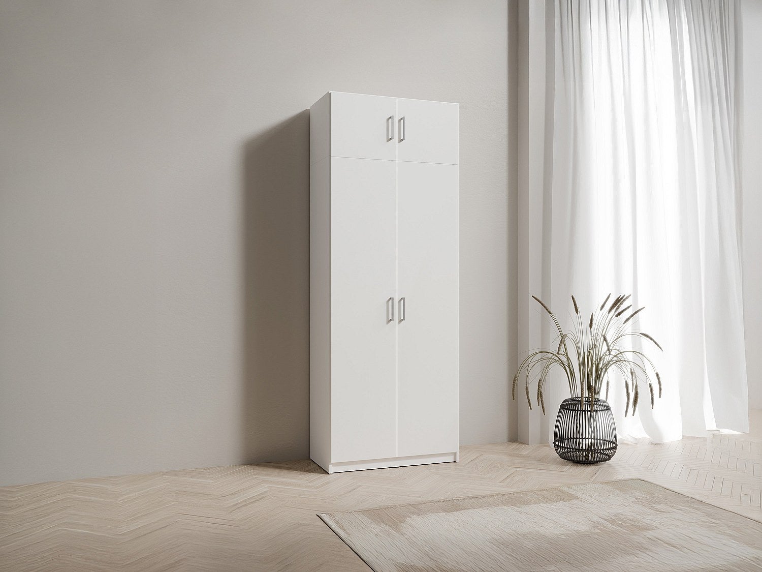 Szafa 2-drzwiowa - szer. 92 cm - Biały + Nadstawka - BELOMY