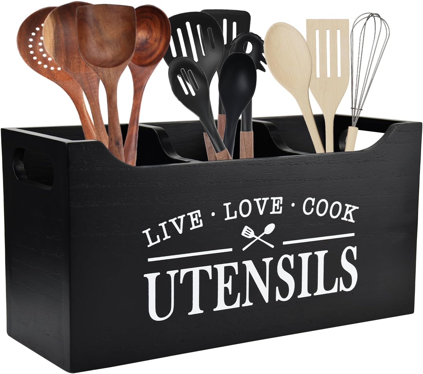 Porte-Ustensiles De Cuisine En Fer Noir - Organisateur Égouttoir Couverts & Pailles - Design Élégant